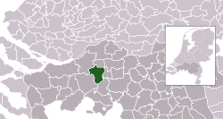 Highlighted position of Oosterhout in a municipal map of North Brabant