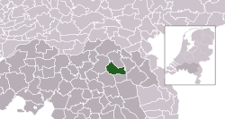 Highlighted position of Uden in a municipal map of North Brabant