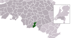 Highlighted position of Valkenswaard in a municipal map of North Brabant