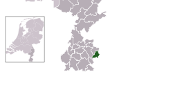 Highlighted position of Kerkrade in a municipal map of Limburg