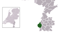Highlighted position of Maastricht in a municipal map of Limburg