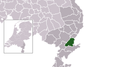 Highlighted position of Roermond in a municipal map of Limburg