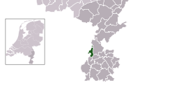 Highlighted position of Stein in a municipal map of Limburg