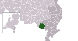 Highlighted position of Weert in a municipal map of Limburg