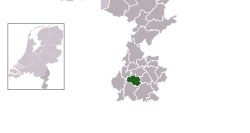 Highlighted position of Valkenburg aan de Geul in a municipal map of Limburg