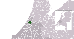 Highlighted position of Teylingen in a municipal map of South Holland