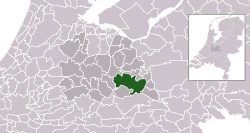 Highlighted position of Utrechtse Heuvelrug in a municipal map of Utrecht