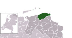 Highlighted position of Eemsmond in a municipal map of Groningen
