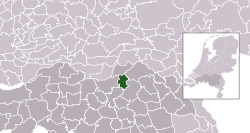 Highlighted position of Maasdonk in a municipal map of North Brabant