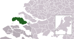 Highlighted position of Schouwen-Duiveland in a municipal map of Zeeland