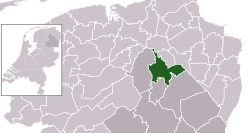 Highlighted position of Tynaarlo in a municipal map of Drenthe