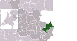 Highlighted position of Dinkelland in a municipal map of Overijssel