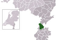 Highlighted position of Sittard-Geleen in a municipal map of Limburg