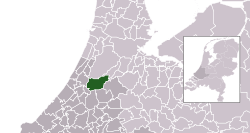 Highlighted position of Kaag en Braassem in a municipal map of South Holland