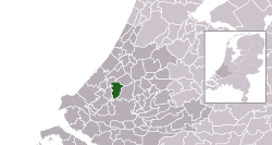 Highlighted position of Pijnacker-Nootdorp in a municipal map of South Holland