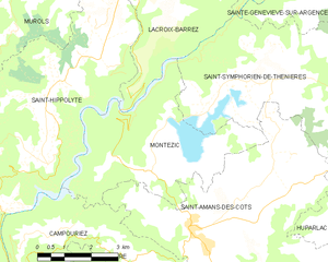 Map showing the Montézic Reservoir.