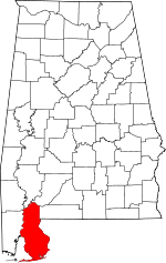 State map highlighting Baldwin&#32;County