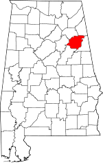 State map highlighting Calhoun&#32;County