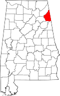 Map of Alabama highlighting Cherokee County