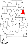 State map highlighting Cleburne&#32;County