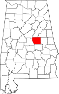 Map of Alabama highlighting Coosa County