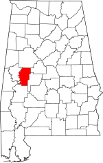 State map highlighting Hale&#32;County