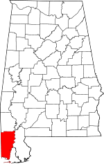State map highlighting Mobile&#32;County