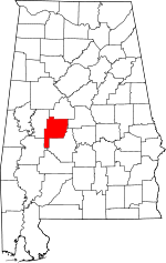 Map of Alabama highlighting Perry County