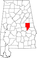 State map highlighting Tallapoosa&#32;County