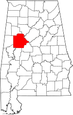 State map highlighting Tuscaloosa&#32;County