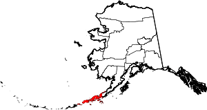 State map highlighting Aleutians East&#32;Borough