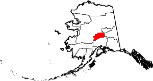 Map of Alaska highlighting Denali Borough