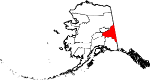 State map highlighting Southeast Fairbanks&#32;Census Area