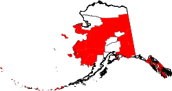 Map of Alaska highlighting Unorganized Borough