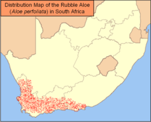 Map of South Africa showing highlighted range in the southwest