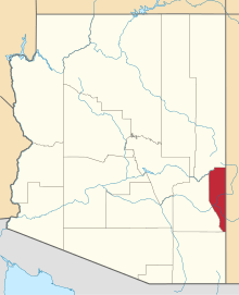 Map of Arizona highlighting Greenlee County