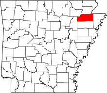State map highlighting Craighead&#32;County
