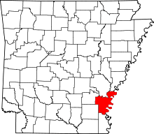 Map of Arkansas highlighting Desha County