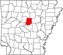 Map of Arkansas highlighting Faulkner County