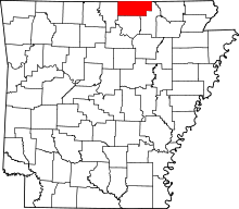 Map of Arkansas highlighting Fulton County
