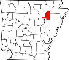 Map of Arkansas highlighting Jackson County