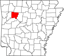Map of Arkansas highlighting Johnson County
