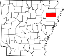 State map highlighting Poinsett&#32;County