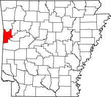 Map of Arkansas highlighting Sebastian County