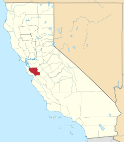 State map highlighting Santa Clara&#32;County