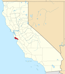 State map highlighting Santa Cruz&#32;County