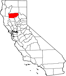 State map highlighting Tehama&#32;County