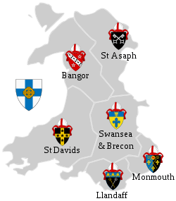 Map of the Dioceses in the Church in Wales