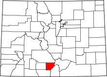 State map highlighting Alamosa&#32;County