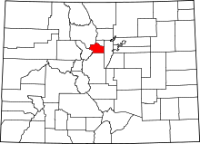 Map of Colorado highlighting Clear Creek County